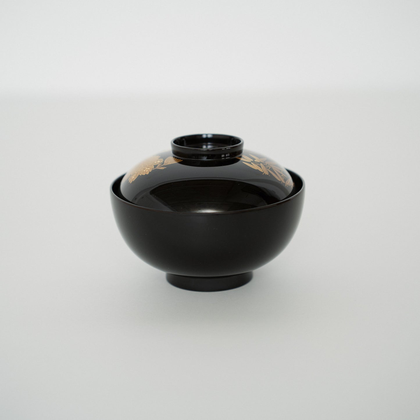 黒漆 梅菊竹蒔絵 蓋椀(2客)