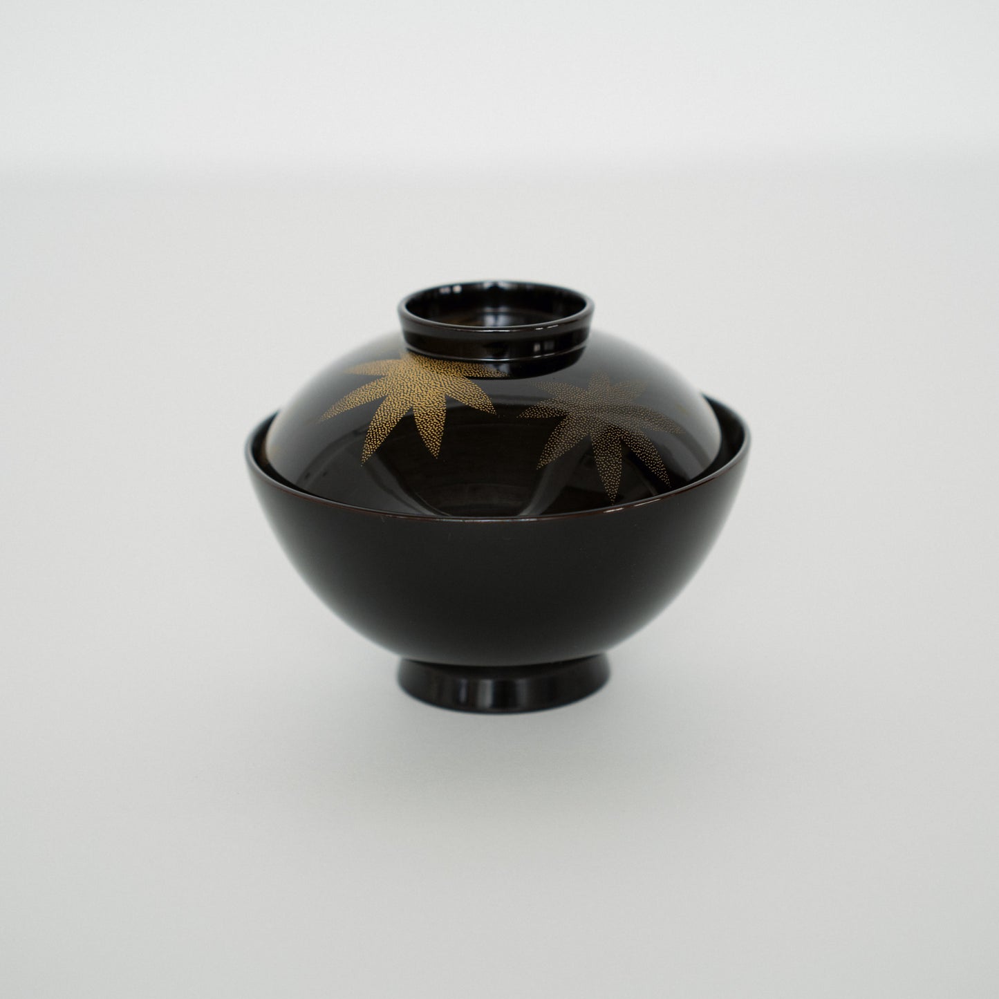 Black Lacquer Soup Bowls, Autumn Maple Chinkin, Set of Five — by Mitani Goichi
