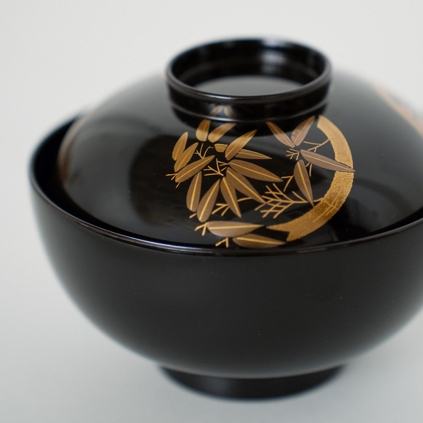 黒漆 梅菊竹蒔絵 蓋椀(2客)