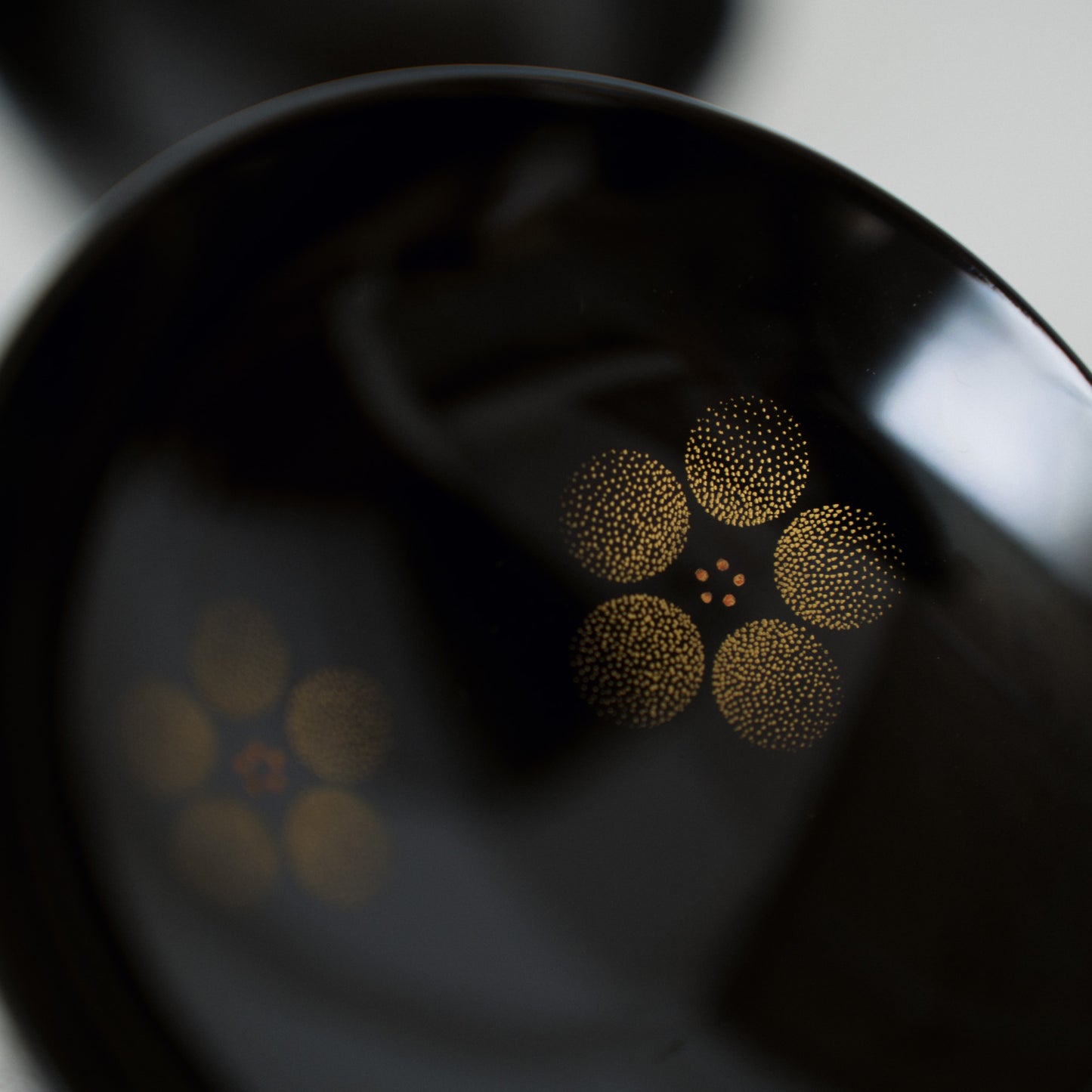 Black Lacquer Soup Bowls, Autumn Maple Chinkin, Set of Five — by Mitani Goichi