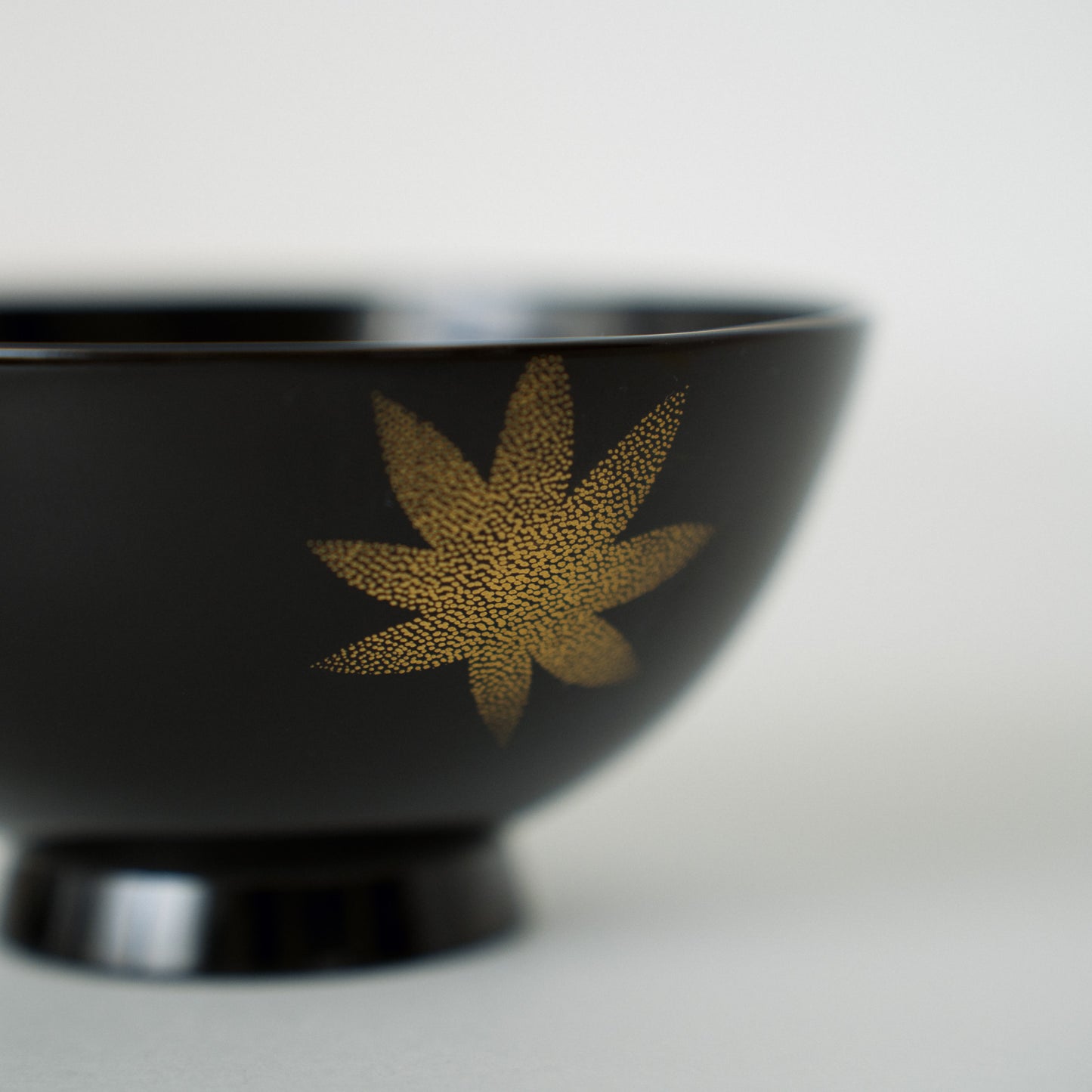 Black Lacquer Soup Bowls, Autumn Maple Chinkin, Set of Five — by Mitani Goichi